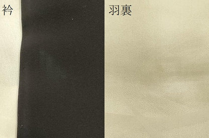 平和屋着物＃羽織　寿光織　草花文　黒地　金糸　正絹　逸品　CABM8104in