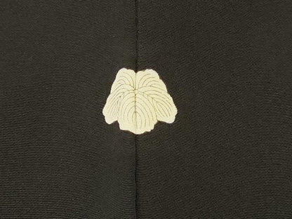 平和屋着物＃羽織　寿光織　草花文　黒地　金糸　正絹　逸品　CABM8104in