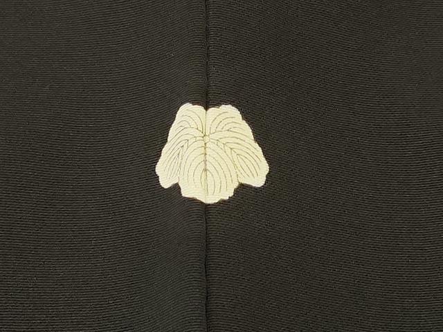 平和屋着物＃羽織　寿光織　草花文　黒地　金糸　正絹　逸品　CABM8104in