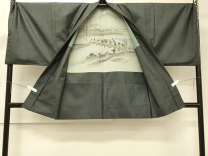 平和屋着物＃男性　本場大島紬　羽織　100亀甲　総詰め　キングサイズ　正絹　逸品　CABM8175in