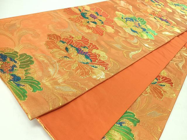 平和屋着物◎六通柄袋帯　錦彩唐花文　金糸　正絹　逸品　CABM8401nb