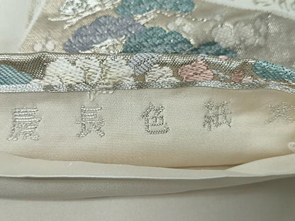 平和屋着物◎六通柄袋帯　慶長色紙文　銀糸　正絹　逸品　CABM8405nb