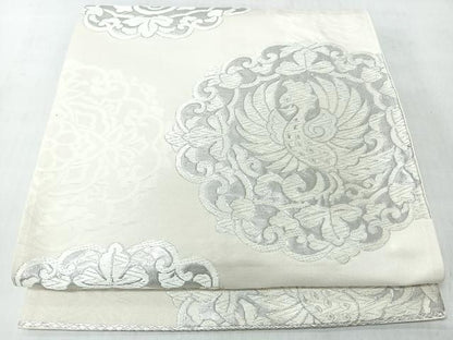 平和屋着物◎六通柄袋帯　花唐草鳳凰文　銀糸　正絹　逸品　CABM8412nb