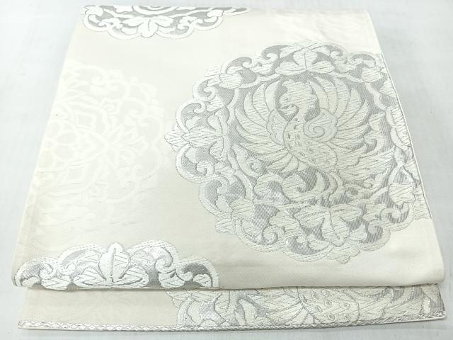 平和屋着物◎六通柄袋帯　花唐草鳳凰文　銀糸　正絹　逸品　CABM8412nb