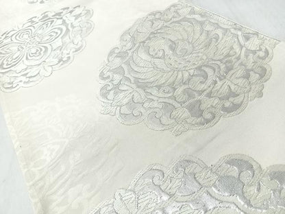 平和屋着物◎六通柄袋帯　花唐草鳳凰文　銀糸　正絹　逸品　CABM8412nb