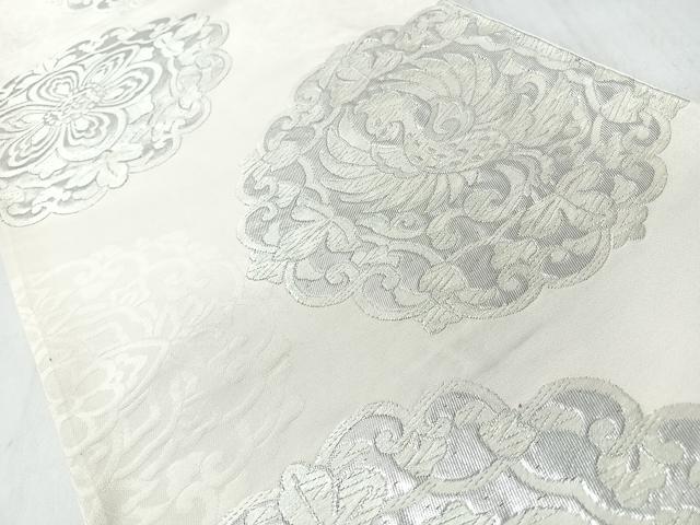 平和屋着物◎六通柄袋帯　花唐草鳳凰文　銀糸　正絹　逸品　CABM8412nb