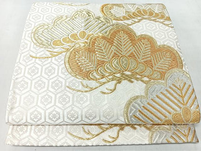 平和屋着物◎六通柄袋帯　唐織　亀甲花菱瑞松文　金銀糸　正絹　逸品　CABM8413nb