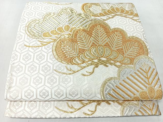 平和屋着物◎六通柄袋帯　唐織　亀甲花菱瑞松文　金銀糸　正絹　逸品　CABM8413nb