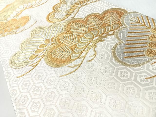 平和屋着物◎六通柄袋帯　唐織　亀甲花菱瑞松文　金銀糸　正絹　逸品　CABM8413nb