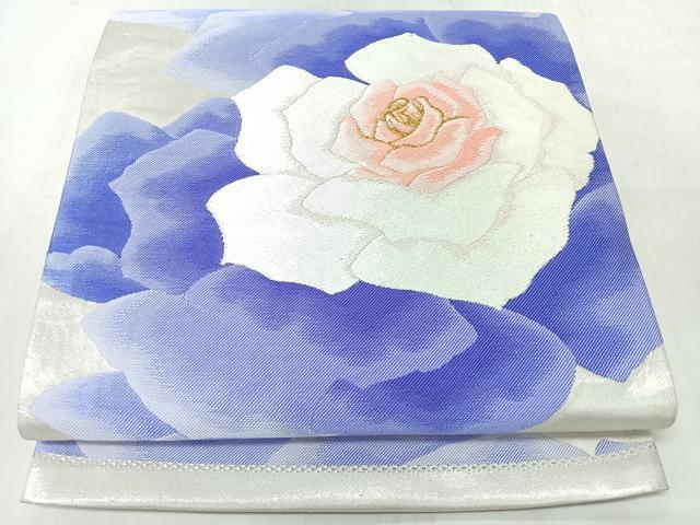 平和屋着物◎六通柄袋帯　バラ　金銀糸　正絹　逸品　CABM8415nb
