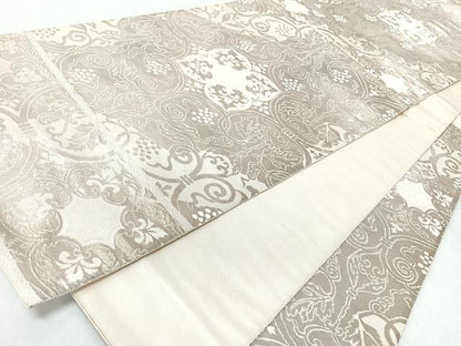 平和屋着物◎西陣　服部織物謹製　六通柄袋帯　こはく錦　手工芸　更紗花唐草文　金糸　正絹　逸品　CABM8416nb