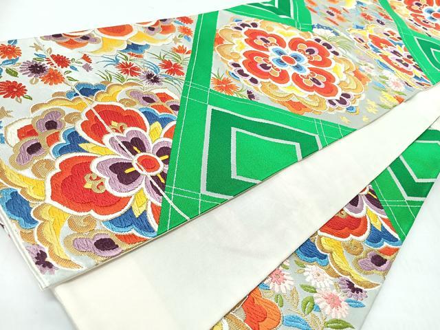 平和屋着物◎六通柄袋帯　正倉院草花文　金銀糸　正絹　逸品　CABM8417nb