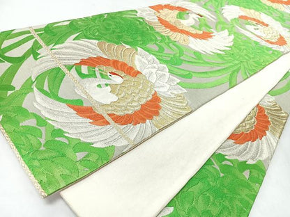 平和屋着物◎六通柄袋帯　乱菊　鶴　金銀糸　正絹　逸品　CABM8421nb