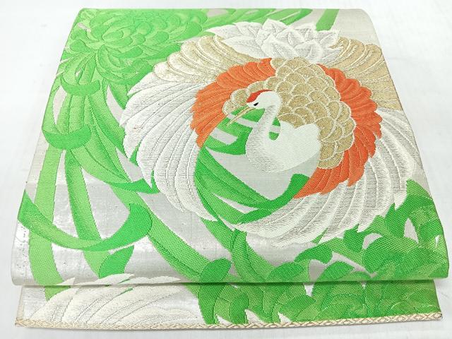 平和屋着物◎六通柄袋帯　乱菊　鶴　金銀糸　正絹　逸品　CABM8421nb