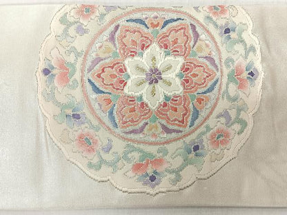 平和屋着物◎九寸名古屋帯　絵皿花唐草文　金銀糸　正絹　逸品　CABM8423nb