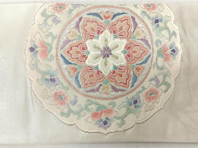 平和屋着物◎九寸名古屋帯　絵皿花唐草文　金銀糸　正絹　逸品　CABM8423nb