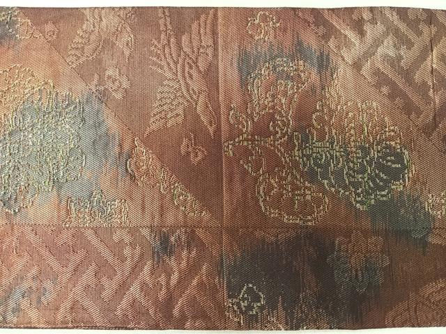 平和屋着物◎九寸名古屋帯　草花飛鳥文　金糸　正絹　逸品　CABM8425nb