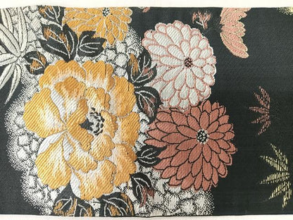 平和屋着物◎九寸名古屋帯　花鳥文　黒地　金銀糸　正絹　逸品　CABM8430nb