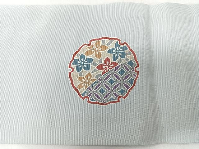 平和屋着物◎九寸名古屋帯　流水雪輪花蝶文　銀糸　CABM8450nb