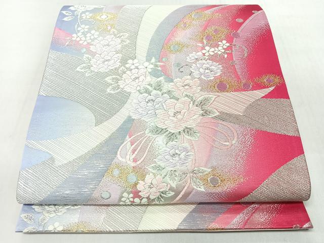 平和屋着物◎六通柄袋帯　唐織　花唐草文　金銀糸　正絹　逸品　CABM8468nb