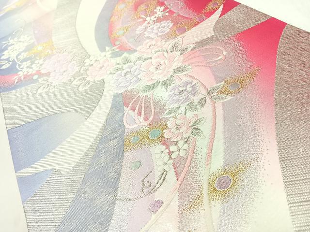 平和屋着物◎六通柄袋帯　唐織　花唐草文　金銀糸　正絹　逸品　CABM8468nb