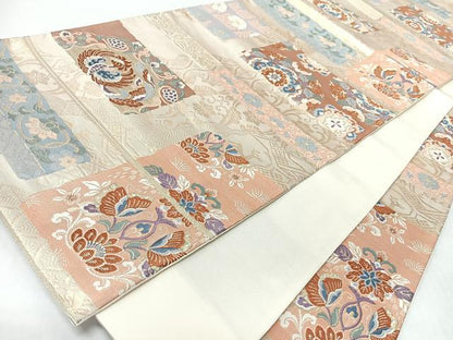 平和屋着物◎六通柄袋帯　唐織　流水鳳凰菱文　金糸　正絹　逸品　CABM8475nb