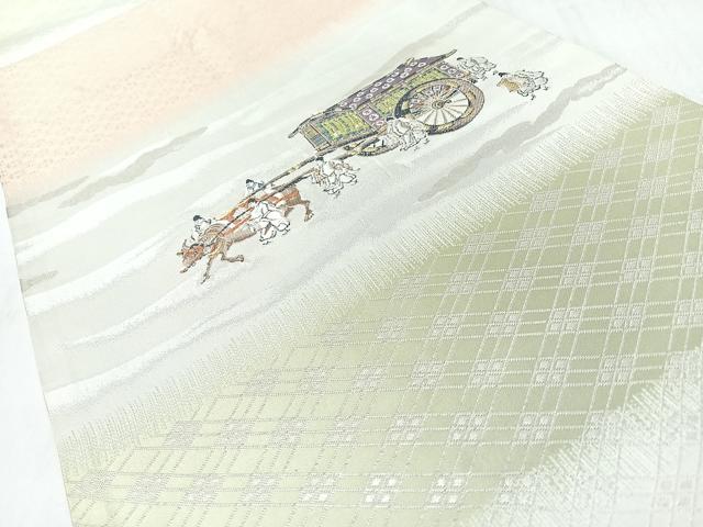 平和屋着物◎六通柄袋帯　御幸　人物風景文　金銀糸　正絹　逸品　CABM8476nb