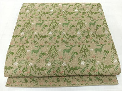 平和屋着物◎六通柄　本袋帯　向かい鳥葡萄蔦の葉動物文　正絹　逸品　CABM8478nb
