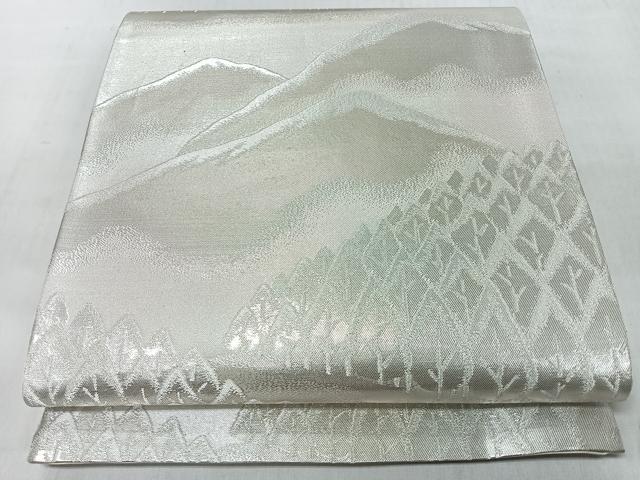 平和屋着物◎六通柄袋帯　遠山樹林文　銀糸　正絹　逸品　CABM8480nb