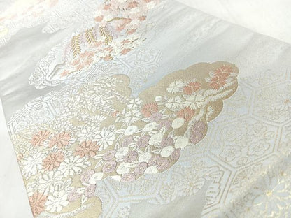 平和屋着物◎六通柄袋帯　唐織　雲取り草花文　金銀糸　正絹　逸品　CABM8482nb