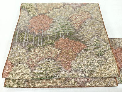 平和屋着物◎八寸名古屋帯　樹林文　正絹　逸品　CABM8484nb