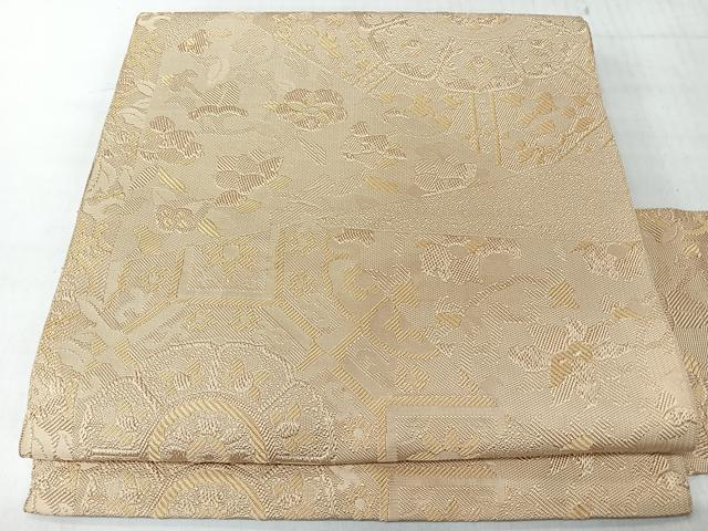 平和屋着物◎八寸名古屋帯　切嵌更紗草花文　正絹　逸品　CABM8485nb