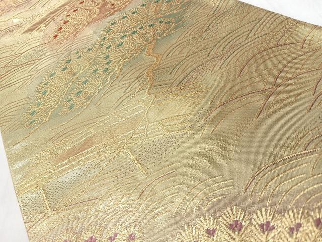 平和屋着物◎六通柄袋帯　松彩　渡り橋浜松文　金糸　正絹　逸品　CABM8486nb