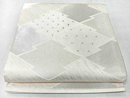 平和屋着物◎六通柄袋帯　松皮菱吉祥文　銀糸　正絹　逸品　CABM8490nb