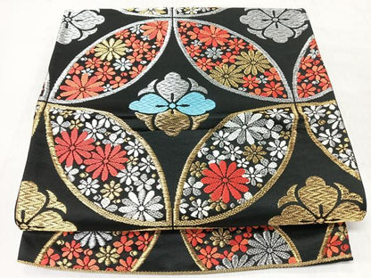 平和屋着物◎六通柄　京袋帯　光葉　黒地　金銀糸　正絹　逸品　CABM8494nb