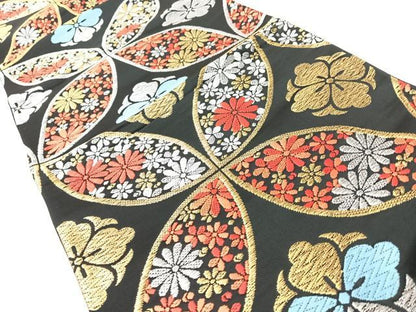 平和屋着物◎六通柄　京袋帯　光葉　黒地　金銀糸　正絹　逸品　CABM8494nb