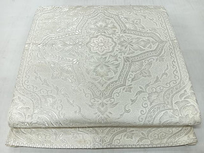 平和屋着物◎六通柄袋帯　更紗花唐草文　銀糸　正絹　逸品　CABM8495nb