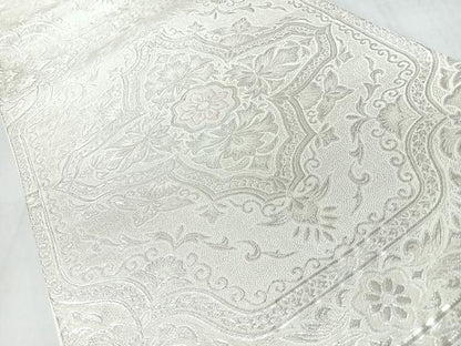 平和屋着物◎六通柄袋帯　更紗花唐草文　銀糸　正絹　逸品　CABM8495nb
