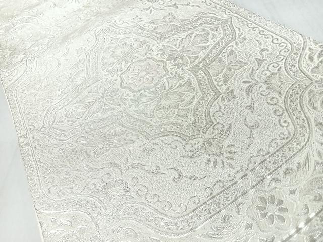 平和屋着物◎六通柄袋帯　更紗花唐草文　銀糸　正絹　逸品　CABM8495nb
