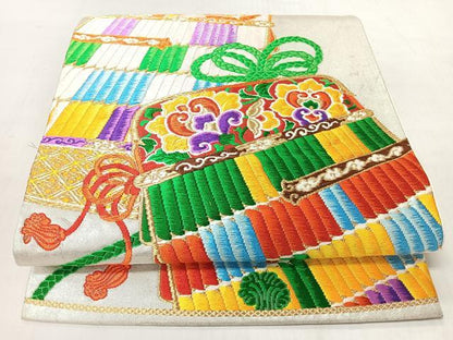 平和屋着物◎六通柄袋帯　唐織　鎧縅　金銀糸　正絹　逸品　CABM8499nb