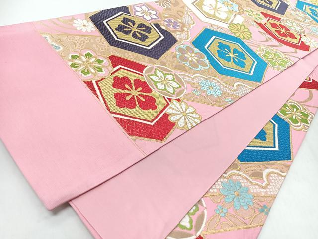 平和屋着物◎六通柄袋帯　更紗花文　金糸　逸品　未使用　CABM8505nb