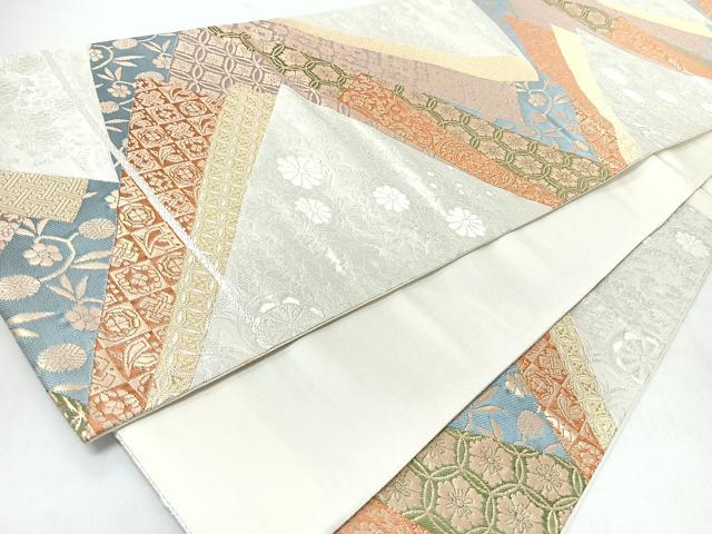 平和屋着物◎六通柄袋帯　裂形花車古代錦　金銀糸　正絹　逸品　CABM8508nb