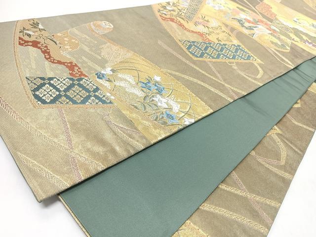 平和屋着物◎六通柄袋帯　王朝絵巻紋　金糸　正絹　逸品　CABM8515nb