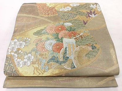 平和屋着物◎六通柄袋帯　王朝絵巻紋　金糸　正絹　逸品　CABM8515nb