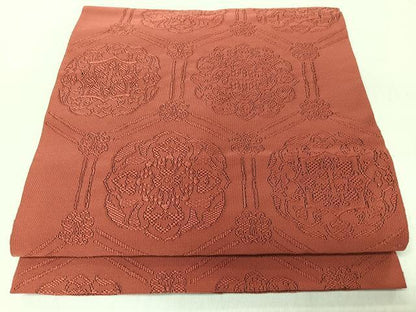 平和屋着物◎八寸名古屋帯　綴れ　亀甲更紗花文　正絹　逸品　CABM8518nb