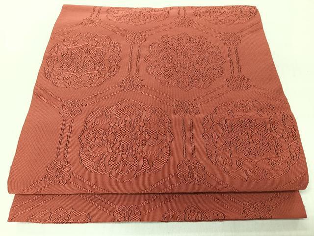 平和屋着物◎八寸名古屋帯　綴れ　亀甲更紗花文　正絹　逸品　CABM8518nb