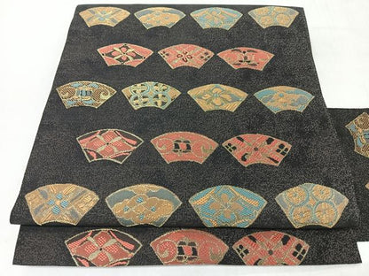 平和屋着物◎八寸名古屋帯　地紙吉祥文　金糸　正絹　逸品　CABM8519nb