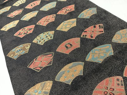 平和屋着物◎八寸名古屋帯　地紙吉祥文　金糸　正絹　逸品　CABM8519nb
