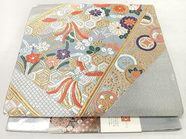 平和屋着物◎西陣　六通柄袋帯　唐織　草花飛鳥文　金銀糸　証紙付き　正絹　逸品　未使用　CABM8523nb