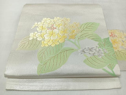 平和屋着物◎九寸名古屋帯　唐織　草花文　金銀糸　正絹　逸品　CABM8529nb